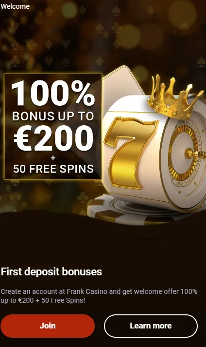 Bónus de Inscrição frank casino
